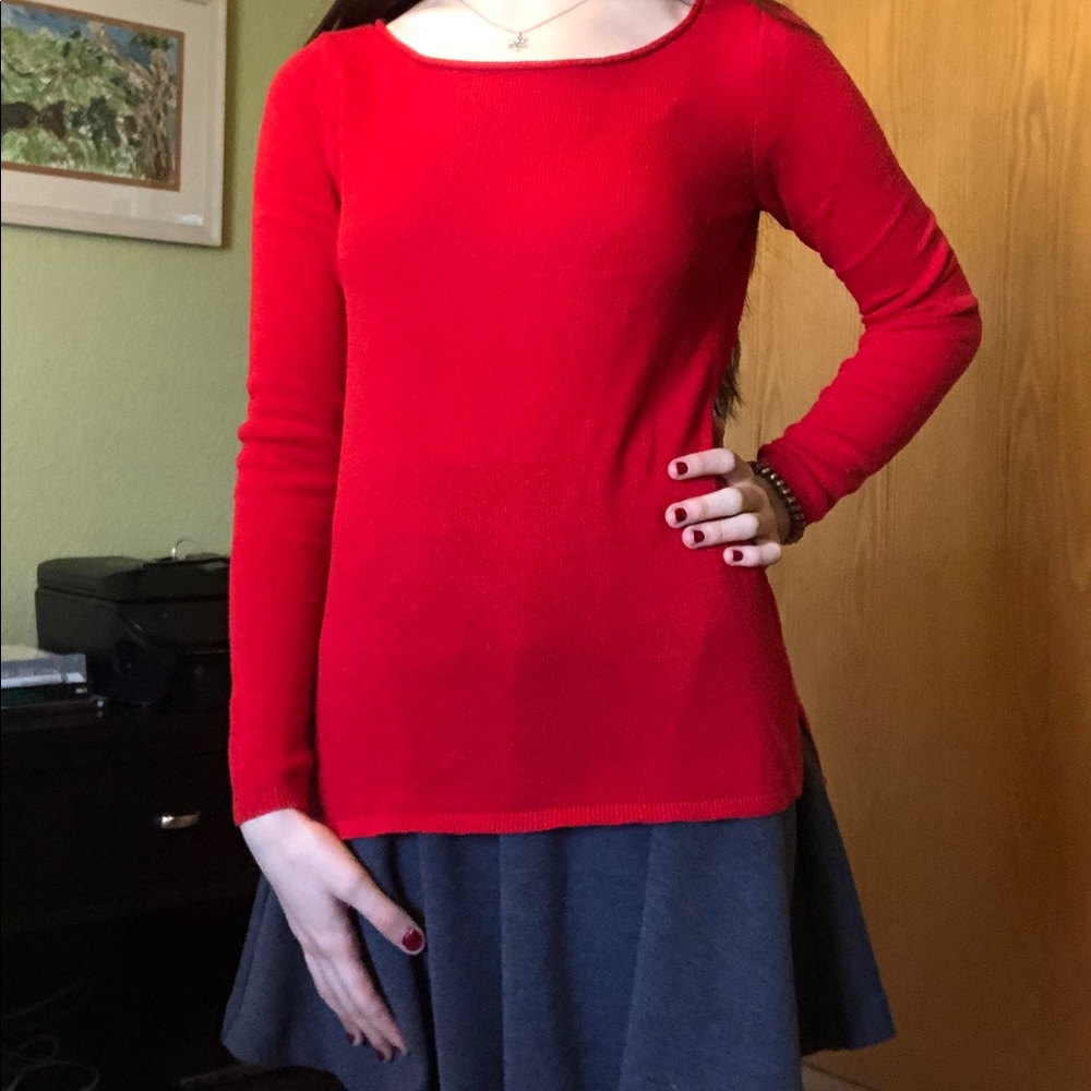 Bright red sweater from Old Navy